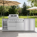 46-Inch 4-Burner Propane Gas Grill Island | Refrigerator & Sink | 304 Stainless Steel