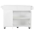 53.2 In. Rolling Kitchen Island Grill Carts on Wheels with Adjustable Shelves for Kitchen, Dining Room in White