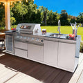 98-Inch Outdoor Kitchen Island | 4-Burner Propane Grill | Refrigerator, Sink & Granite Countertops