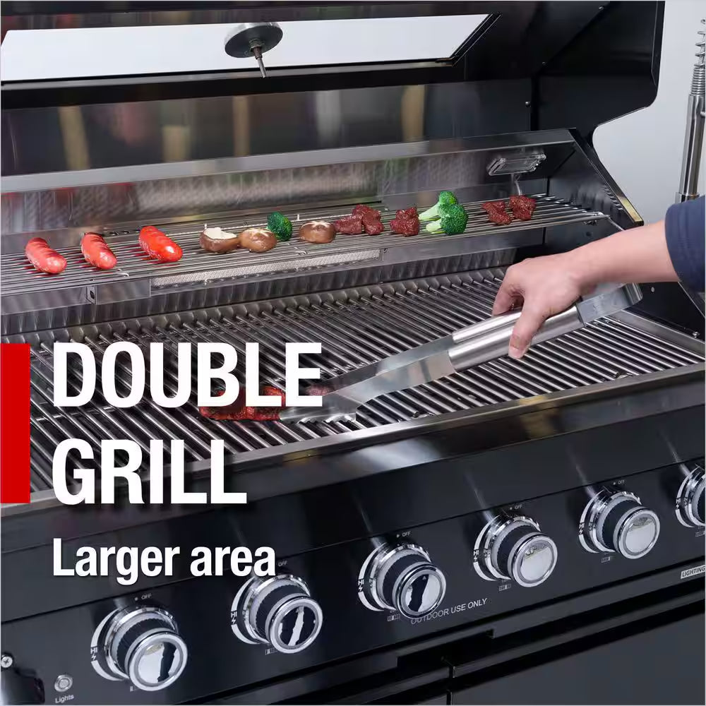 43 In. 6-Burner Propane Gas Grill Island Outdoor Kitchen in Stainless Steel with Refrigerator, Sink