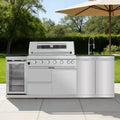 43-Inch 6-Burner Propane Gas Grill Island | 85,000 BTU | Refrigerator & Sink