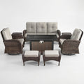 Outdoor Patio Furniture Set Built for Year-Round Comfort, Fire Pit Table, Rattan Wicker, 4-Inch Cushions