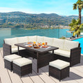 7-Piece White Wicker Patio Furniture Set | Hand-Woven Rattan | Removable Cushions
