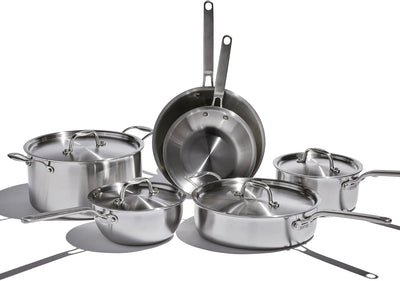 Eater Series 10 Piece Cookware Set | 5-Ply Fully Clad Stainless Steel | Made in USA
