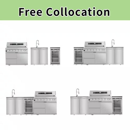 43 In. 6-Burner Propane Gas Grill Island Outdoor Kitchen in Stainless Steel with Refrigerator, Sink