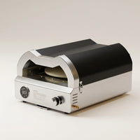 12 In. Propane Pizza Oven, Outdoor Pizza Oven in Black with Rotating Pizza Stone, Glove and Pizza Cutter — Studio Shot