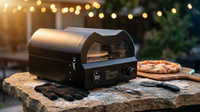 12 In. Propane Pizza Oven, Outdoor Pizza Oven in Black with Rotating Pizza Stone, Glove and Pizza Cutter — Lifestyle