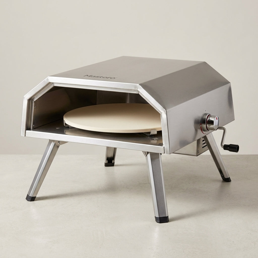 16 In. Propane Pizza Oven, Outdoor Pizza Oven in Stainless Steel, W/Rotating Pizza Stone — Studio Shot