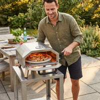 16 In. Propane Pizza Oven, Outdoor Pizza Oven in Stainless Steel, W/Rotating Pizza Stone — Lifestyle