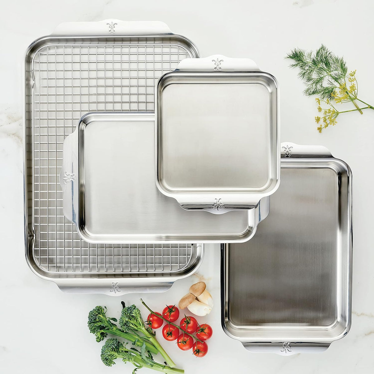 10-Piece Nanobond Molecular Titanium Cookware Set + 5-Piece Ovenbond Stainless Steel Baking Sheet Set