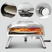 Outdoor Pizza Oven Built for Authentic Stone-Fired Results, Propane Powered, Rotating Stone, Stainless Steel