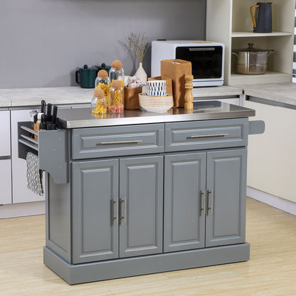 Rolling Kitchen Island | Stainless Steel Top | 2 Drawers, Cabinets & Kitchen Organizers
