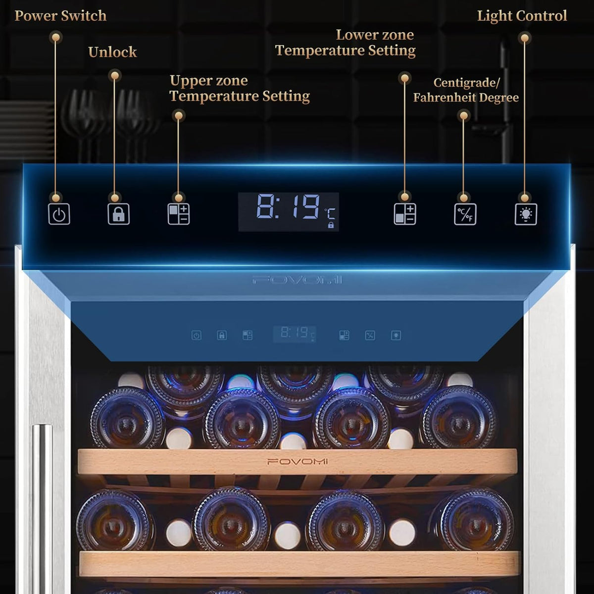 Wine Fridge 52-Bottle Wine Cooler Refrigerators Dual-Zone