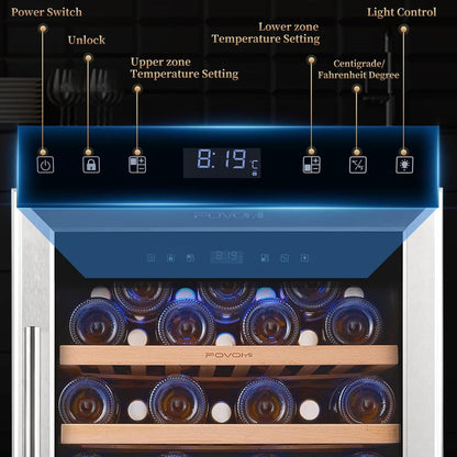 Wine Fridge 52-Bottle Wine Cooler Refrigerators Dual-Zone
