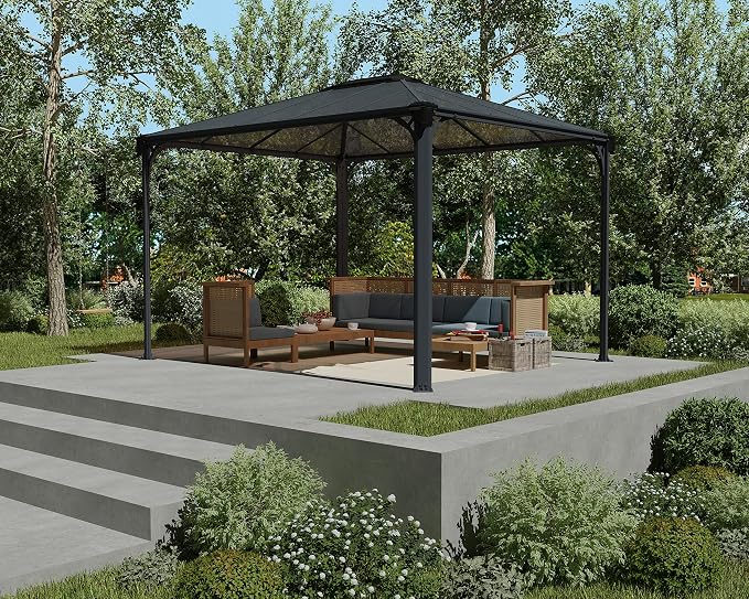 Canopia Martinique 3600 10' x 12' Gazebo | Aluminum Frame | Polycarbonate Roof | Gray/Bronze