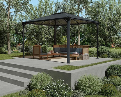 Canopia Martinique 3600 10' x 12' Gazebo | Aluminum Frame | Polycarbonate Roof | Gray/Bronze