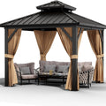 10' x 10' Double Roof Hardtop Gazebo | Aluminum Frame | Galvanized Steel Roof | Netting & Curtains