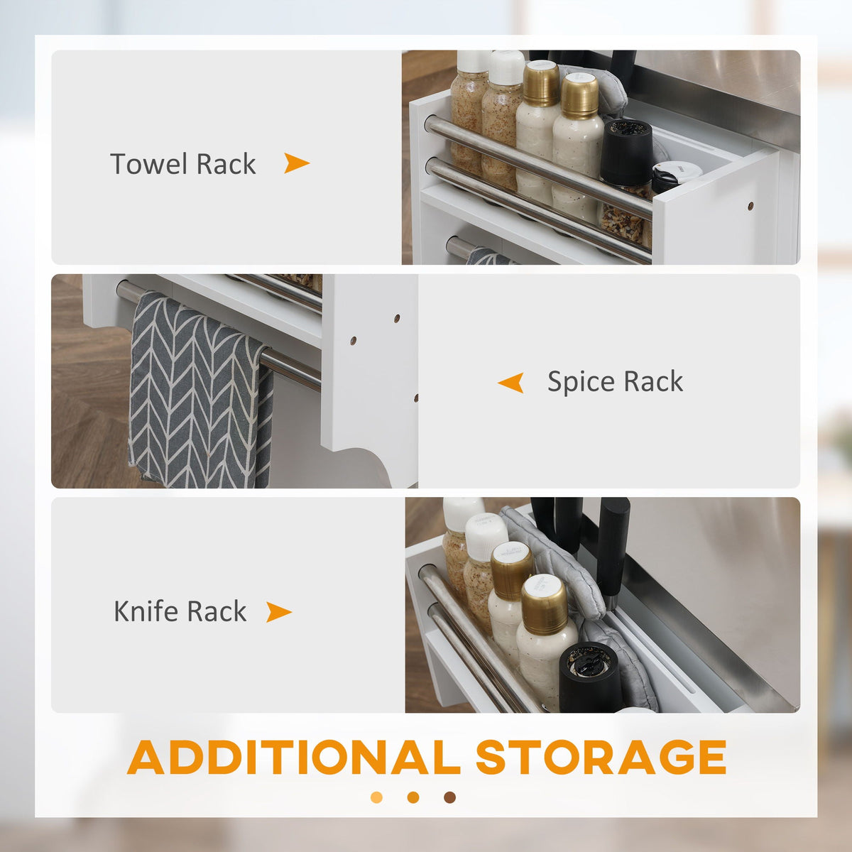Rolling Kitchen Island | Stainless Steel Top | 2 Drawers, Cabinets & Kitchen Organizers