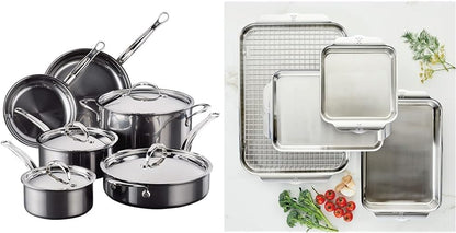 10-Piece Nanobond Molecular Titanium Cookware Set + 5-Piece Ovenbond Stainless Steel Baking Sheet Set