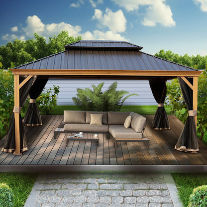 10-Ft X 12 Gazebo Brwon Gazebo with Hardtop Roof (Screen Included)