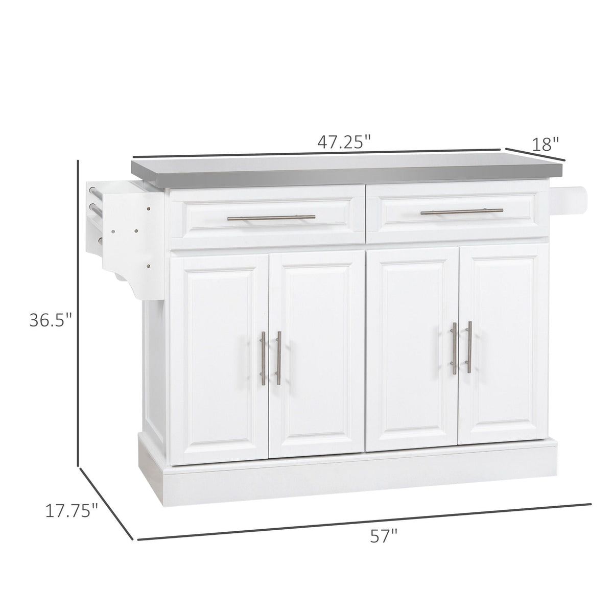 Rolling Kitchen Island | Stainless Steel Top | 2 Drawers, Cabinets & Kitchen Organizers