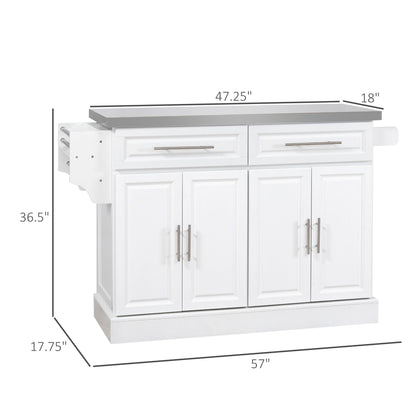Rolling Kitchen Island | Stainless Steel Top | 2 Drawers, Cabinets & Kitchen Organizers