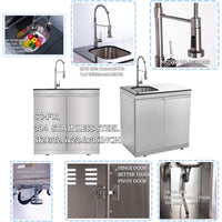 Outdoor Kitchen Island Built for Backyard Entertaining, Propane Grill, Sink, Refrigerator, Storage