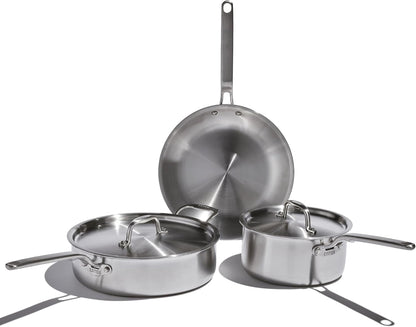 Eater Series 5 Piece Essentials Set | Made in USA | 5 Ply Fully Clad Stainless Steel Cookware Set | Stay Cool Handle | Induction Ready & Non-Toxic