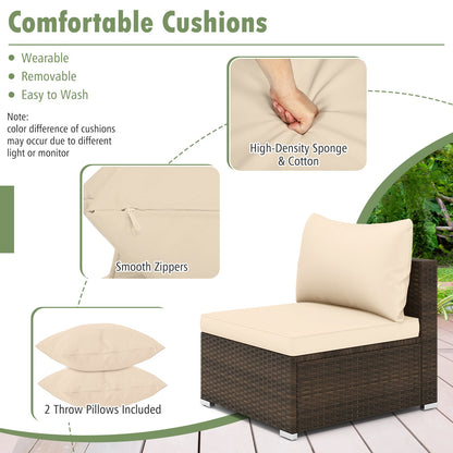 7-Piece Patio Rattan Furniture Set | Beige | Modular Sectional Sofa