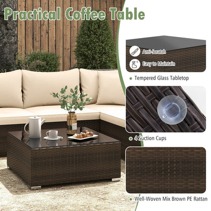 7-Piece Patio Rattan Furniture Set | Beige | Modular Sectional Sofa