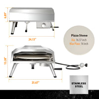 Outdoor Pizza Oven Built for Authentic Stone-Fired Results, Propane Powered, Rotating Stone, Stainless Steel