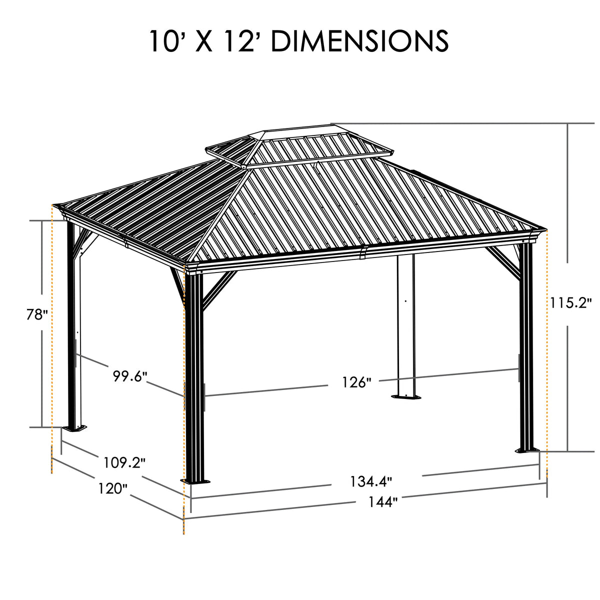10-Ft X 12 Gazebo Brwon Gazebo with Hardtop Roof (Screen Included)