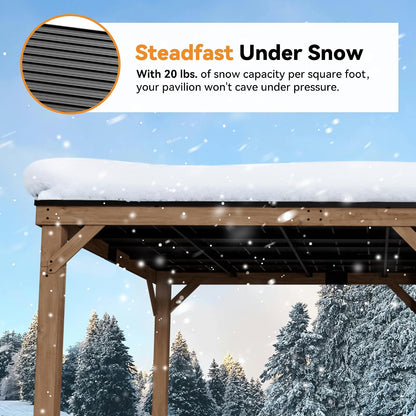 Modern Shade Wood Grill Gazebo 12' X 20' with Sloped Galvanized Steel Roof