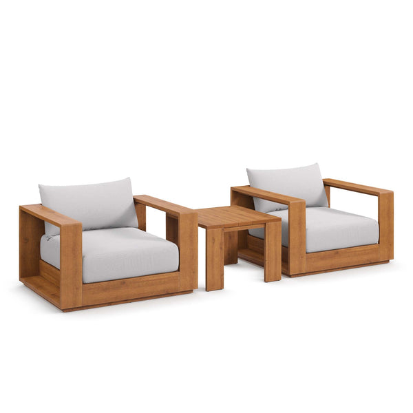 Modway Tahoe 3-Piece Outdoor Patio Furniture Set | FSC-Certified Acacia Wood | Lounge Chairs & Side Table