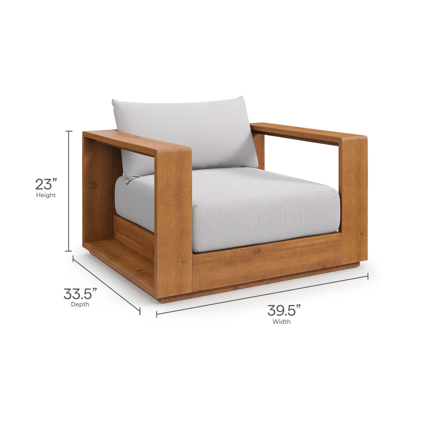 Modway Tahoe 5-Piece Outdoor Patio Furniture Set | FSC-Certified Acacia Wood | Weather-Resistant Cushions