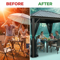 Outdoor 10' X 12' Dakota Hardtop Gazebo Outdoor Sun Shelter — Before & After