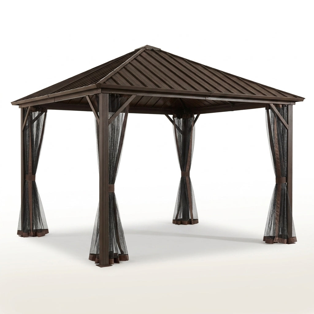 Outdoor 10' X 12' Dakota Hardtop Gazebo Outdoor Sun Shelter — Studio Shot