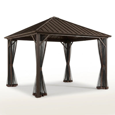 Hardtop Gazebo Built for All-Season Outdoor Living, Galvanized Steel Roof, Aluminum Frame, Mosquito Netting