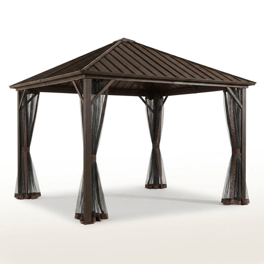 Outdoor 10' X 12' Dakota Hardtop Gazebo Outdoor Sun Shelter — Studio Shot