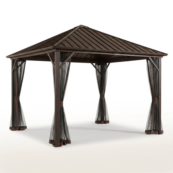 Outdoor 10' X 12' Dakota Hardtop Gazebo Outdoor Sun Shelter — Studio Shot