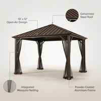 Outdoor 10' X 12' Dakota Hardtop Gazebo Outdoor Sun Shelter — infographic