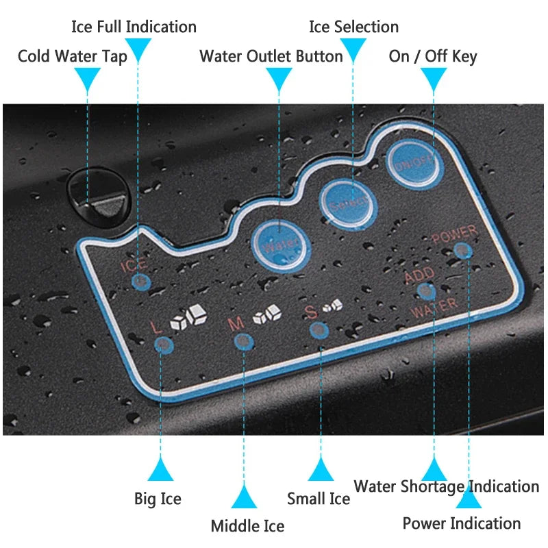 25KG/24H Commercial Ice Maker | Bullet Ice | Automatic Water Fill | 160W