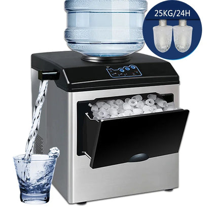 25KG/24H Commercial Ice Maker | Bullet Ice | Automatic Water Fill | 160W