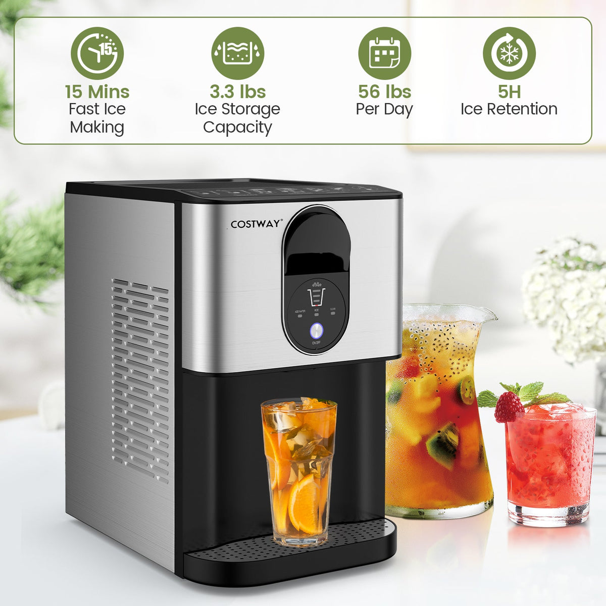 Self-Dispensing Nugget Ice Maker | 56 Lbs/Day | Countertop | Silver