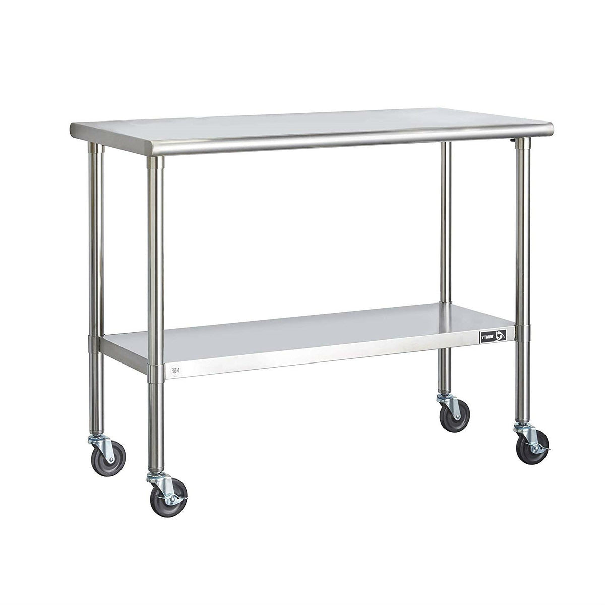 Stainless Steel 4-Foot Kitchen Island Cart | Prep Table with Adjustable Shelf & Casters