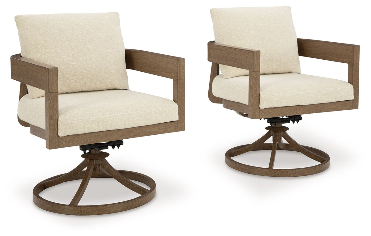 Serene Bay 7-Piece Outdoor Dining Set | Dark Brown | Arm & Swivel Chairs