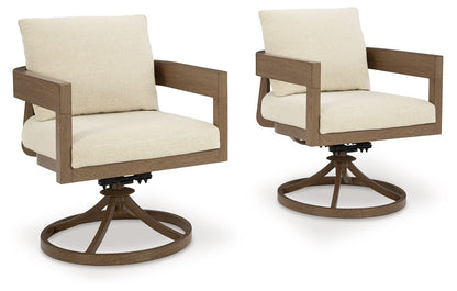 Serene Bay 7-Piece Outdoor Dining Set | Dark Brown | Arm & Swivel Chairs