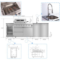 Outdoor Kitchen Island Built for Backyard Entertaining, Propane Grill, Sink, Refrigerator, Storage