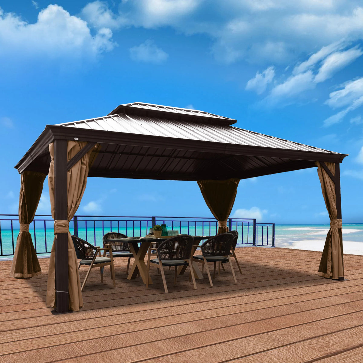 Alexander 10-Ft X 12-Ft Hardtop Roof Aluminum Gazebo (Screen Included)