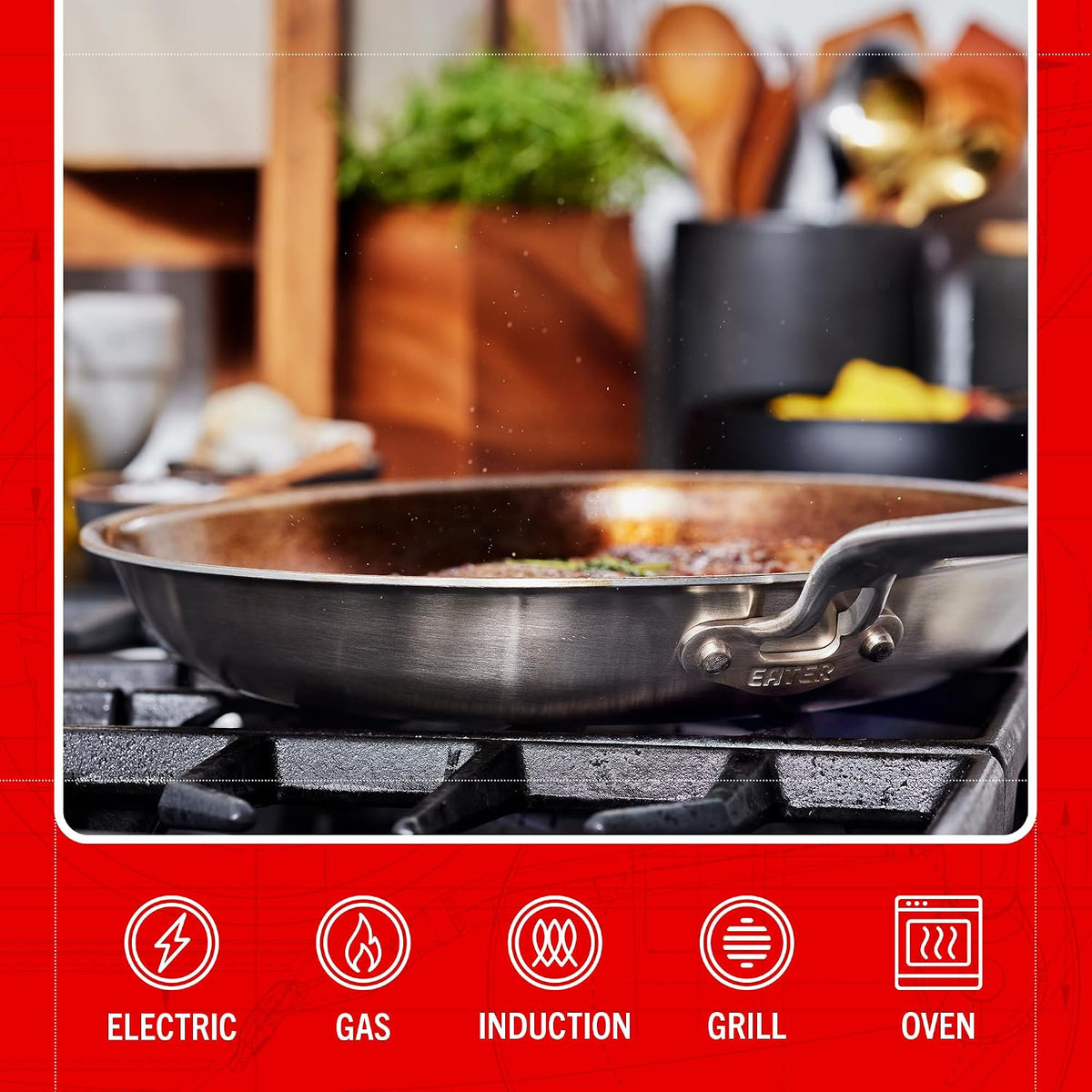 Eater Series 5 Piece Essentials Set | Made in USA | 5 Ply Fully Clad Stainless Steel Cookware Set | Stay Cool Handle | Induction Ready & Non-Toxic